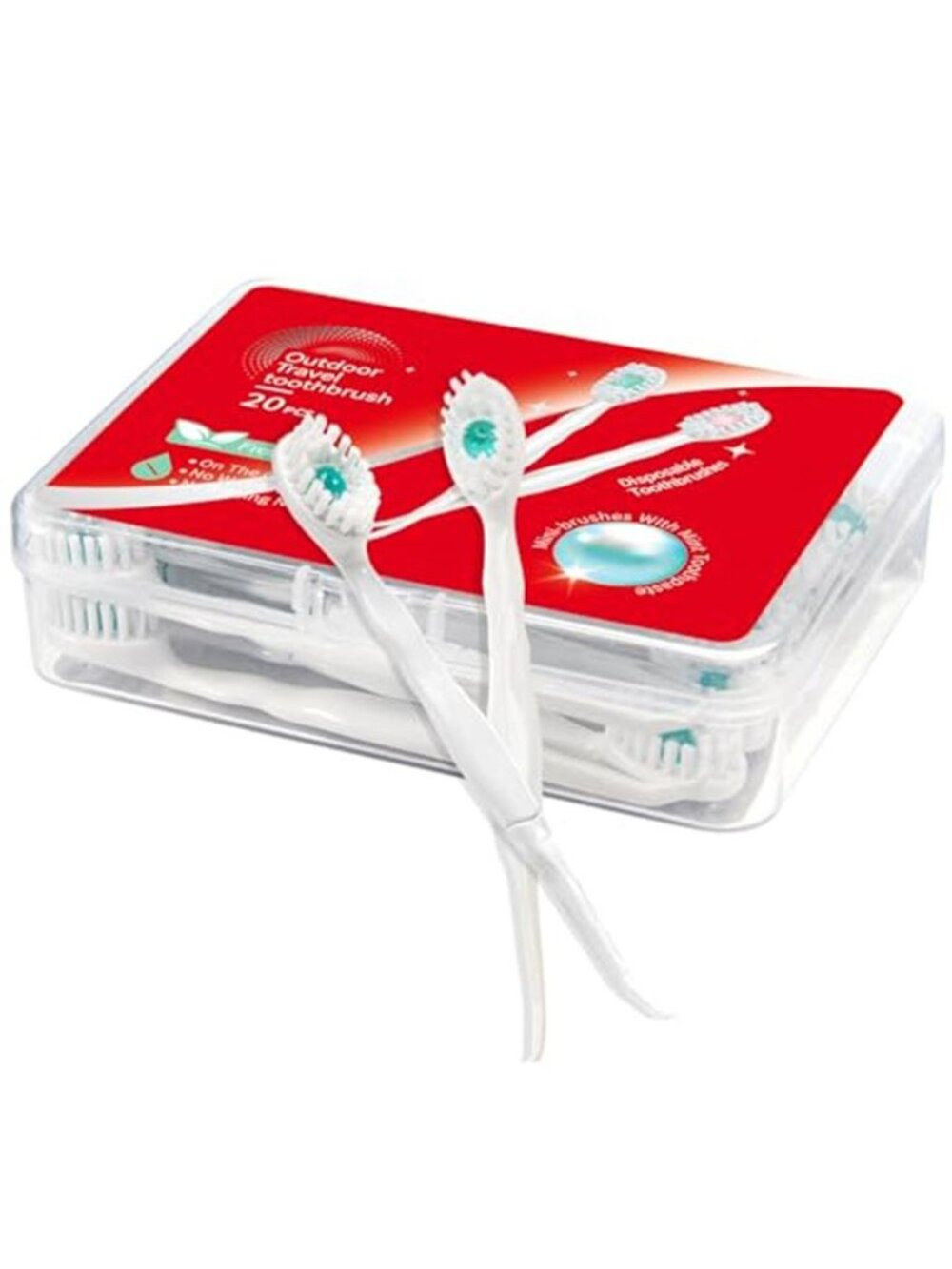 20 Pc Mini Disposable Toothbrushes with Prepasted Mint Toothpaste and Toothpick